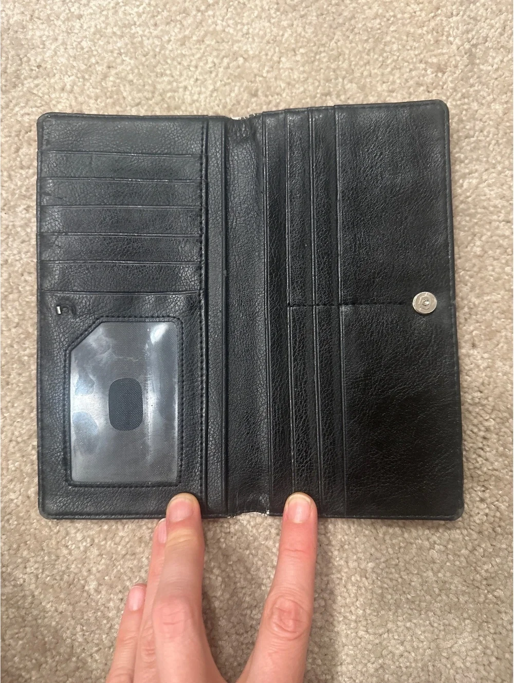 (2)Black Leather Wallet with Snake Print Exterior